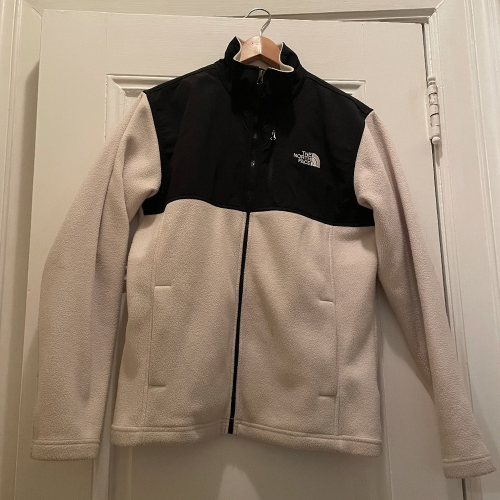 Men's Black and White North Face Fleece Jacket